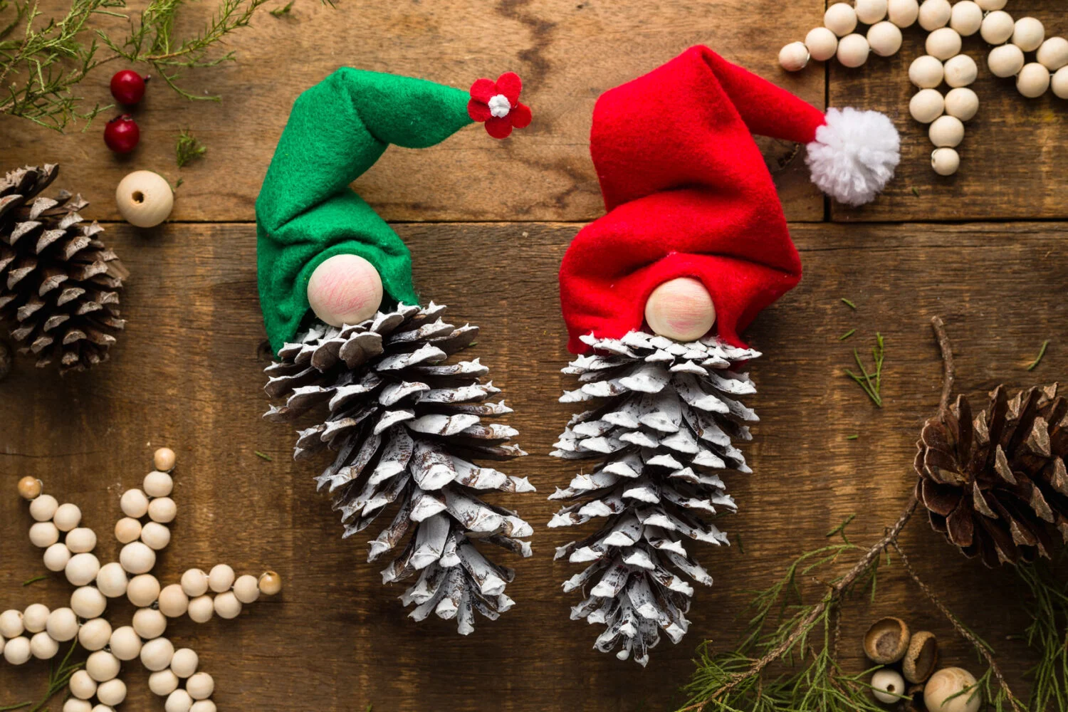 How to Make Easy Christmas Pinecone Gnome Ornaments